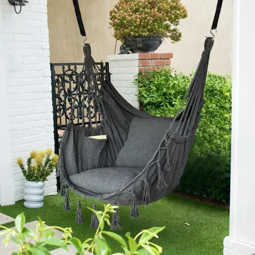 ✨ Hamaca Silla Super Premium + 2 Cojines Gratis 🎁  ✨ Relájate como te lo mereces… en tu rincón favorito del hogar 😍